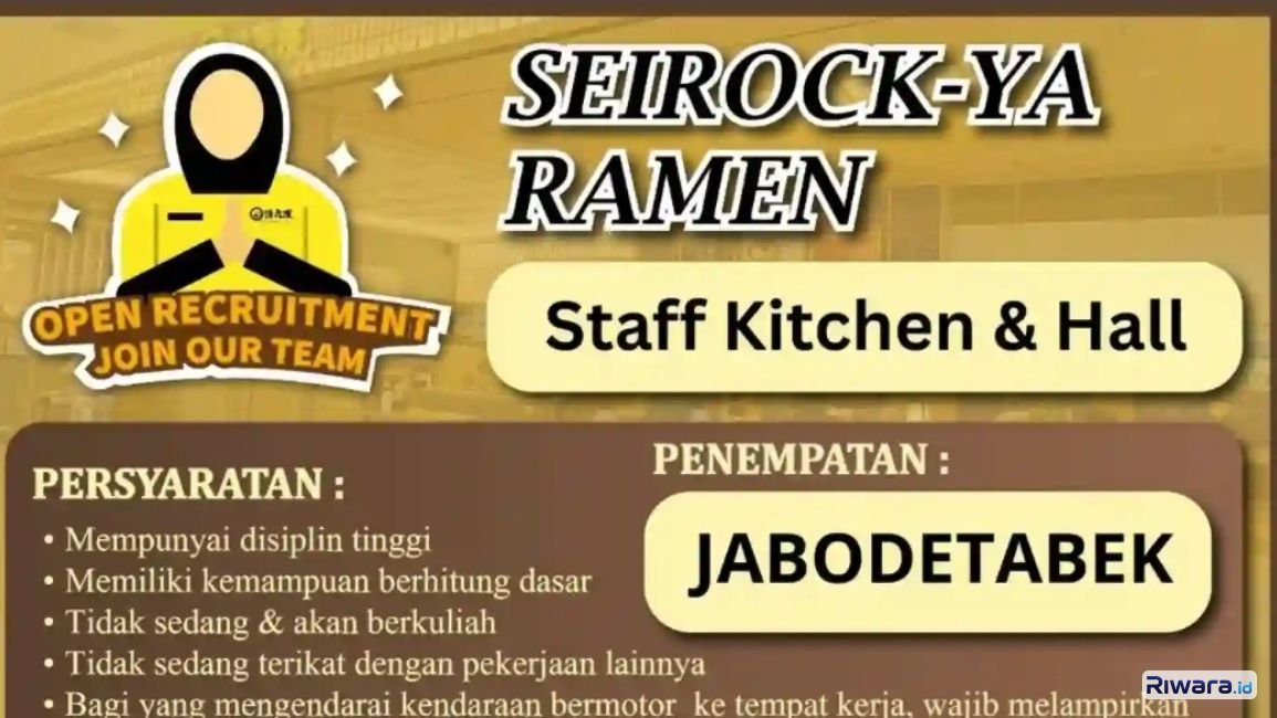 Lowongan restoran ramen staff kitchen and hall